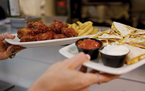 Plates of food being served
