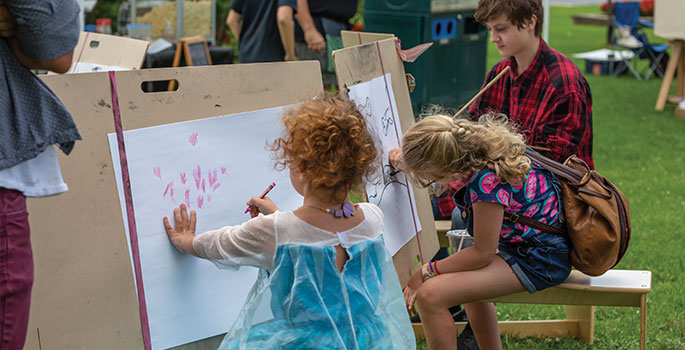 Kids painting at the Arts Festival in Port Hope