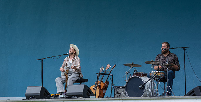 Musicians playing in the Port Hope bandshell