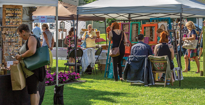 Vendor market tents at the Port Hope Arts Festival