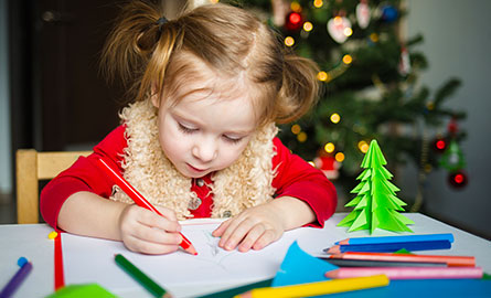 A little girl colouring