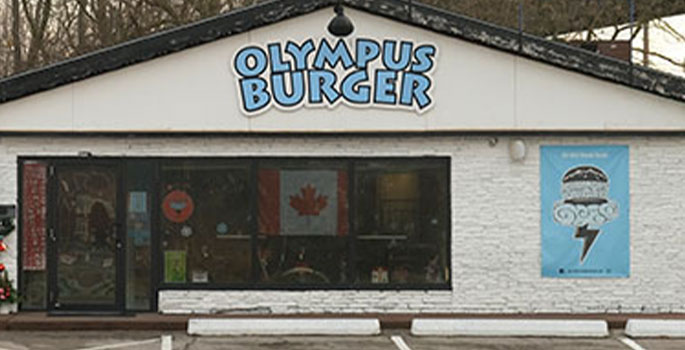 Exterior of Olympus Burger