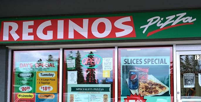 Exterior of the Reginos Pizza