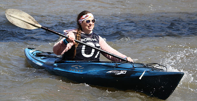 Kayak competing in event