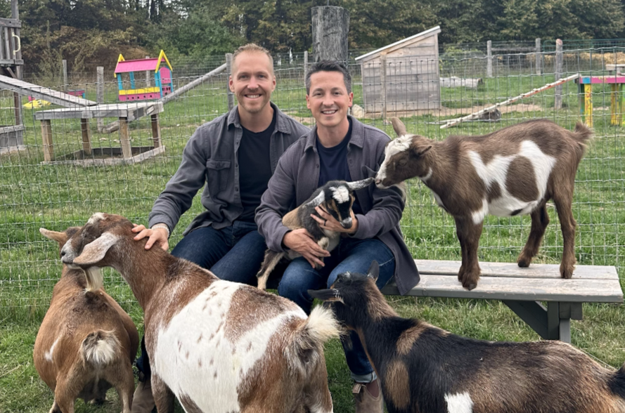 Couple with goats