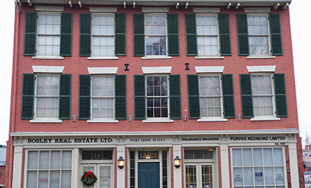 The front of a historic building