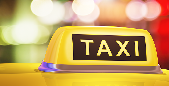 Top of taxi roof with taxi sign
