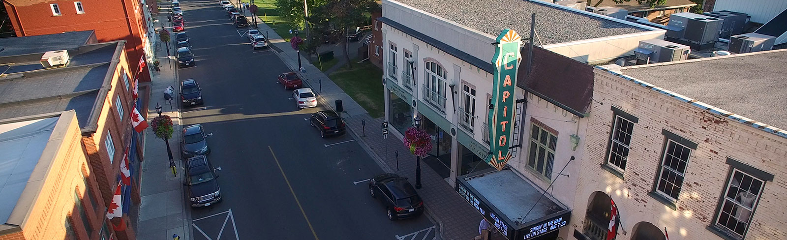Aerial view of Queen Street and the Visitors Centre