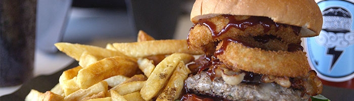 Burger and fries from Olympus Burger in Port Hope