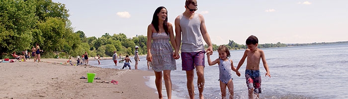 Family in Port Hope enjoying East Beach