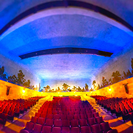 Interior seating in the Capitol theatre showcasing the ceiling