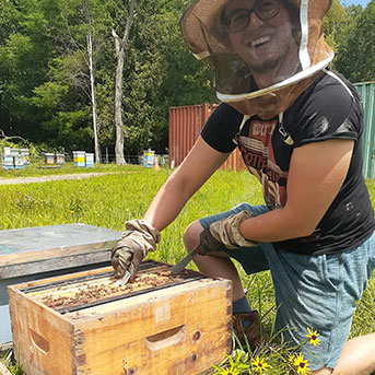 Bee farmer and his bees