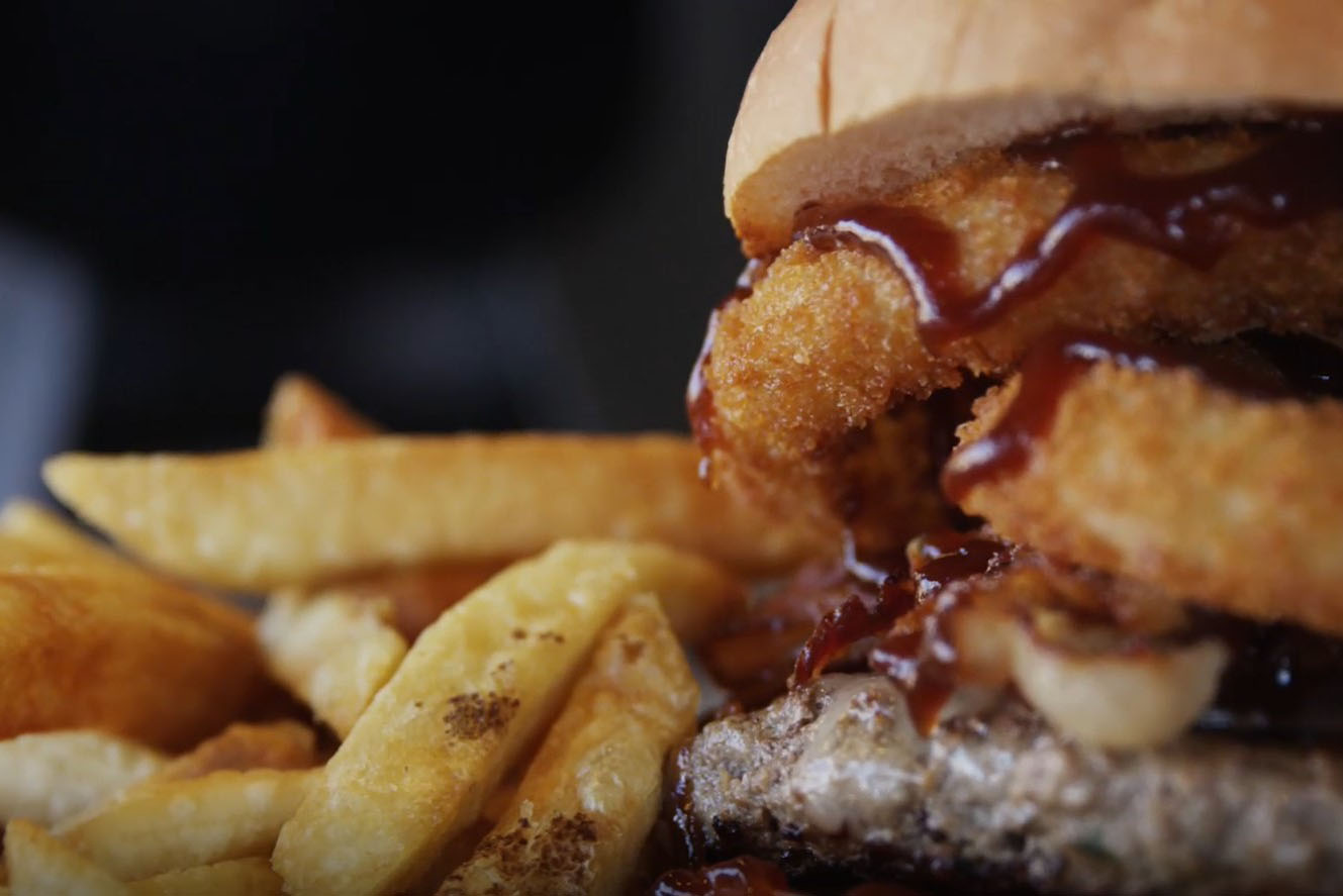 A burger and french fries