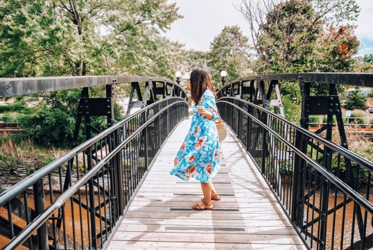 Woman on Rotary Bridge in Port Hope