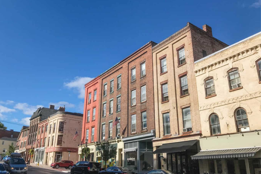 A photo of the historic buildings on a street in downtown Port Hope 