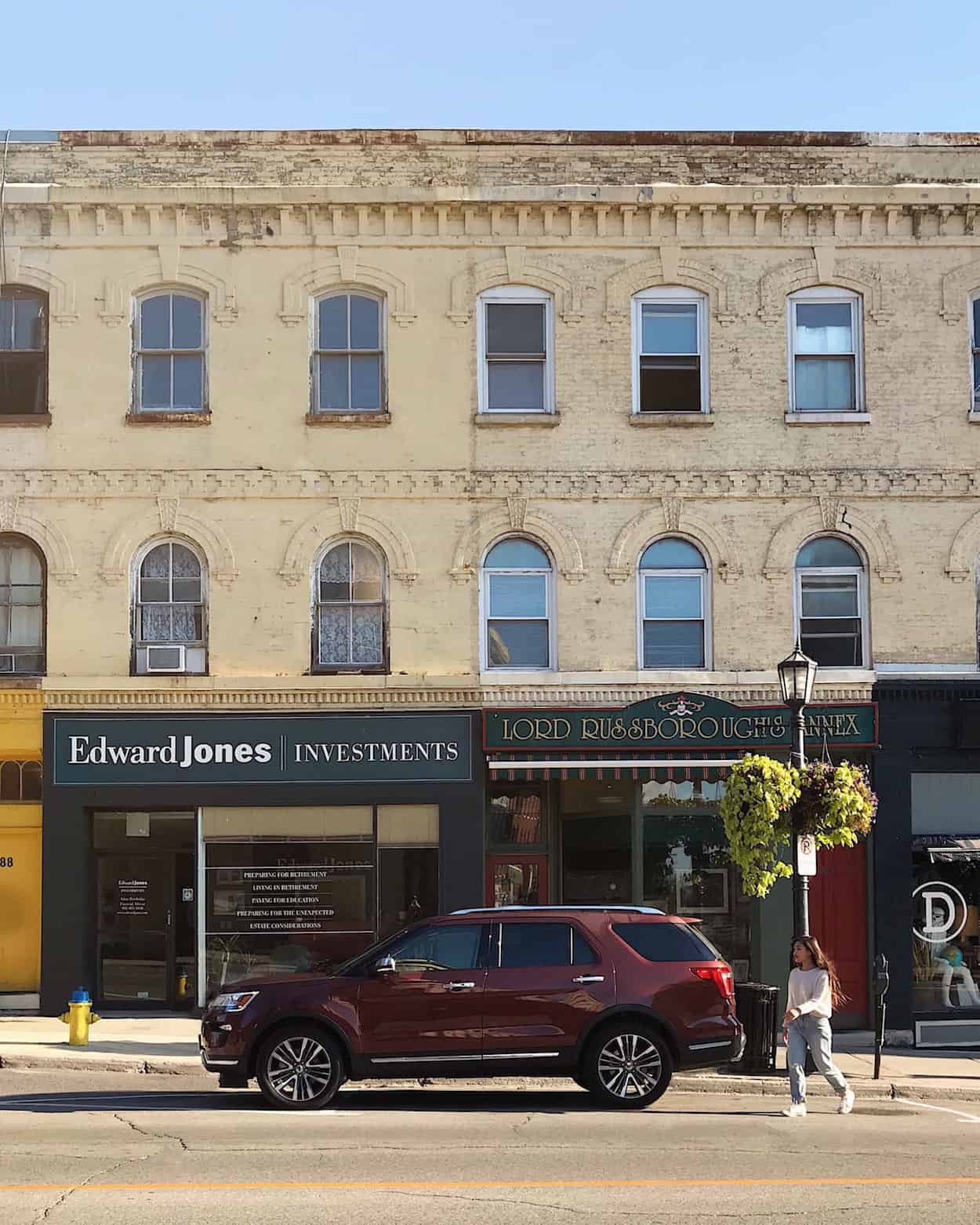 A photo of the outside of Edward Jones Investments, a historic building in downtown Port Hope