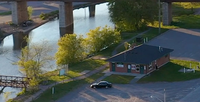 Aerial view of Fish Cleaning Station in Port Hope