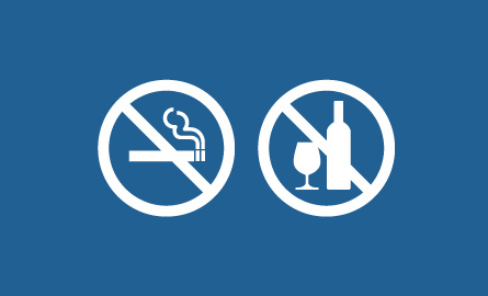Icon of smoking and drinking crossed out